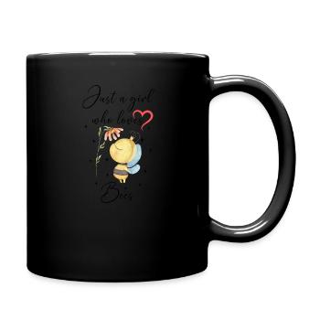 Frau Mädchen Liebe Herz Biene - Tasse einfarbig - Schwarz - Rechts