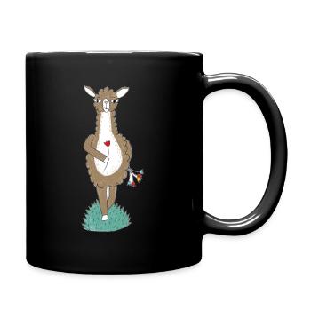 Llama with flowers - Full Colour Mug - black - Right