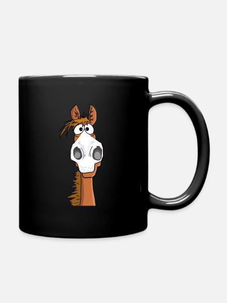 Un cheval fou a l’air surpris - Mug uni - noir