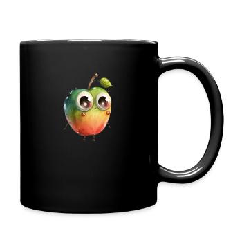 Sweet apple character with googly eyes - Full Colour Mug - black - Right