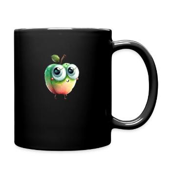 Sweet apple character with googly eyes - Full Colour Mug - black - Right