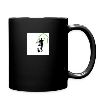 Homme sur escabeau - Mug uni - noir - Droite