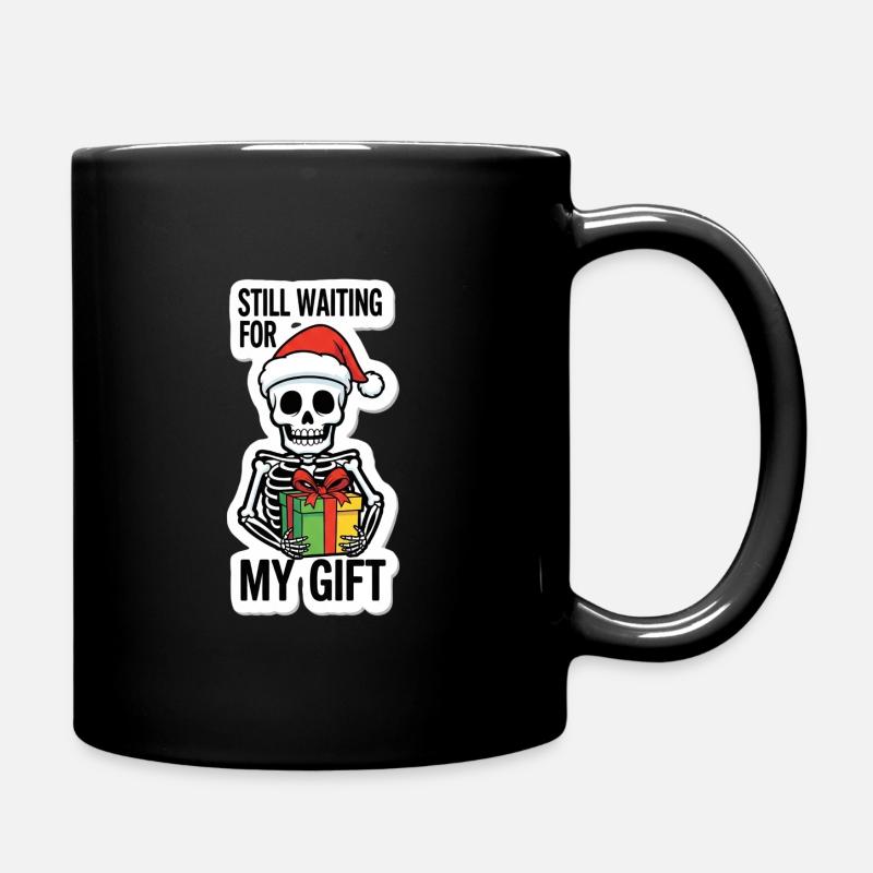 Skelett-Weihnachtsmann Geschenk Warte - Tasse einfarbig - Schwarz