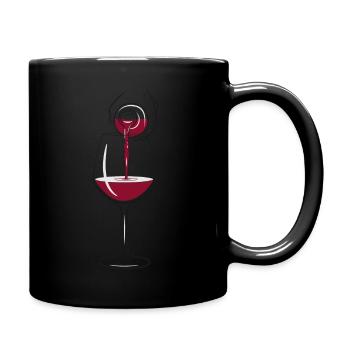 Wein Weinglas Weinflasche Weinprobe Weinlese Reben - Tasse einfarbig - Schwarz - Rechts