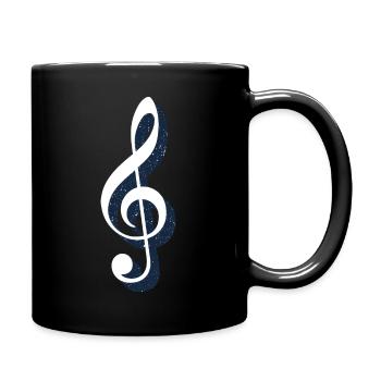 Violinschlüssel als Illustation in königblau - Tasse einfarbig - Schwarz - Rechts
