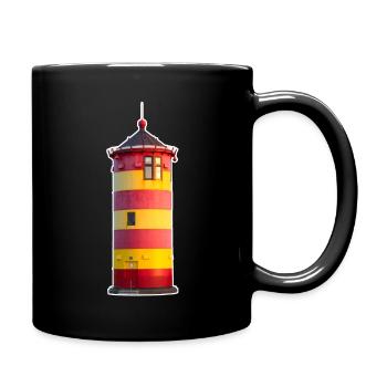 Pilsumer Leuchtturm - Tasse einfarbig - Schwarz - Rechts