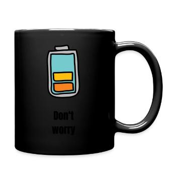 Batterie Akku Halbvoll Lustig Geschenk Ästhetik - Tasse einfarbig - Schwarz - Rechts