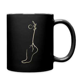 Leichter Fuß, Essener animistische Zeichnung, vergoldet - Tasse einfarbig - Schwarz - Rechts