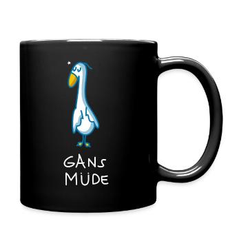 Gans müde - Tasse einfarbig - Schwarz - Rechts