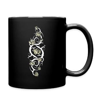 Tribal Rose 1 weiße Rosen weiß - Tasse einfarbig - Schwarz - Rechts