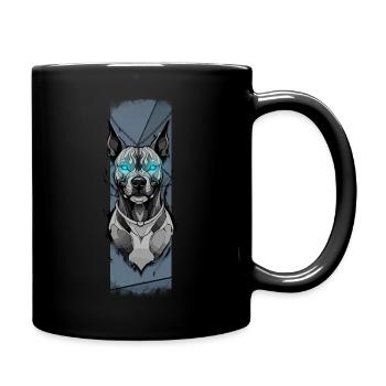 Steel Resolve: Pitbull's Azure Vigil - Full Colour Mug - black - Right