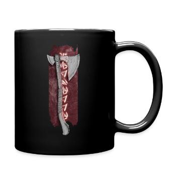 Extraterrestrial Fury: Axt mit leuchtend rotem Text - Tasse einfarbig - Schwarz - Rechts
