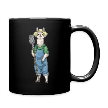 Lama Landwirt Mistgabel Bauernhof - Tasse einfarbig - Schwarz - Rechts