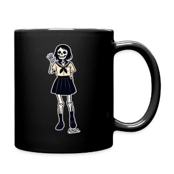 Portrait squelette d’écolière - Mug uni - noir - Droite