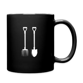 Mistgabel und Schaufel schwarz - GaLa Bau Garten - Tasse einfarbig - Schwarz - Rechts