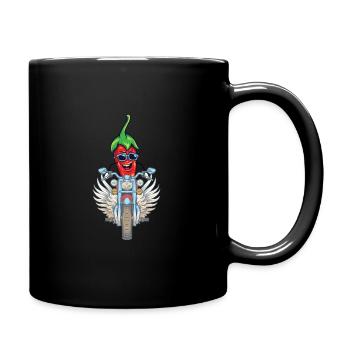 Chilli on bike - Full Colour Mug - black - Right