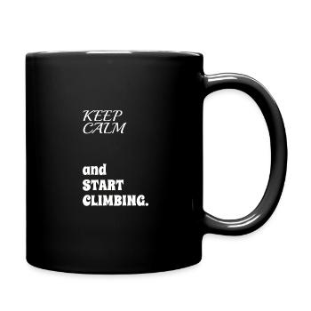 "Ruhe bewahren und losklettern" - Tasse einfarbig - Schwarz - Rechts