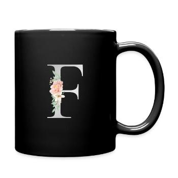 Monogramme F Floral personnalisable - Mug uni - noir - Droite