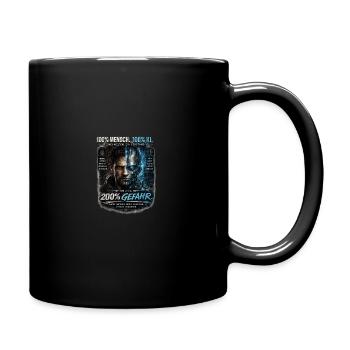 100% Mensch. 100% KI. Zwei Welten. Ein Verstand. - Tasse einfarbig - Schwarz - Rechts
