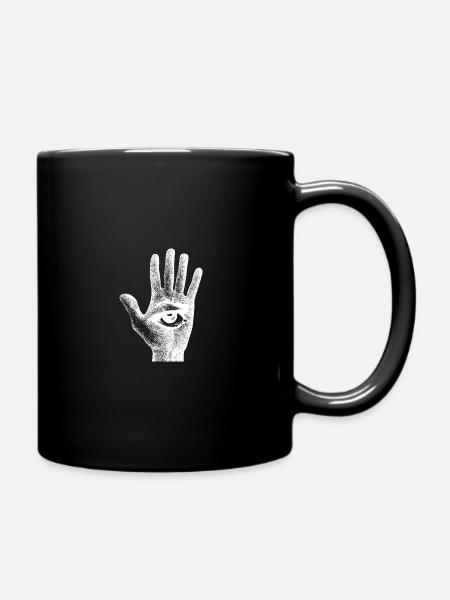 Hand Auge alles sehend - Tasse einfarbig - Schwarz