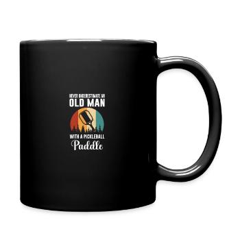 Never Underestimate Pickleball Old Man - Full Colour Mug - black - Right