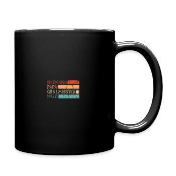 Ehemann Papa Grillmeister Held Grillen Vatertag - Tasse einfarbig - Schwarz - Rechts