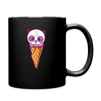Cute panda head smiling on ice - Full Colour Mug - black - Right