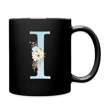 Monogramme I Floral personnalisable - Mug uni - noir - Droite