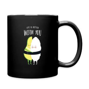 Life Is Better With You, Avocado Maki Love Couple - Full Colour Mug - black - Right
