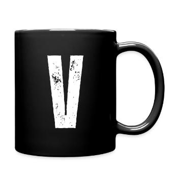 V - Tasse einfarbig - Schwarz - Rechts