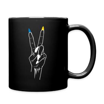 Frieden Ukraine Sieg - Tasse einfarbig - Schwarz - Rechts