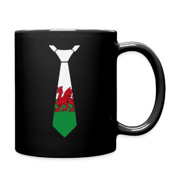 Walisisches Drachenkrawatten-Grün-Weiß-Thema - Tasse einfarbig - Schwarz - Rechts