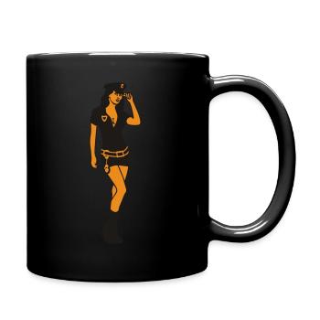Sexy Love Cop - Polizistin - Tasse einfarbig - Schwarz - Rechts