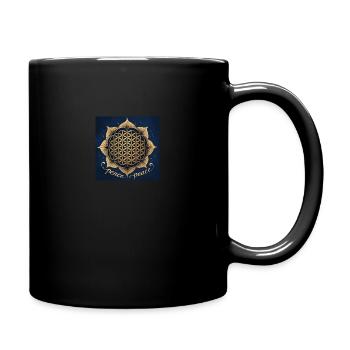 Goldene Blume des Lebens auf schwarzem Hintergrund Friedensschrift - Tasse einfarbig - Schwarz - Rechts