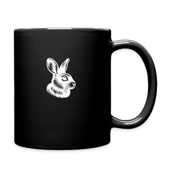Hasen Porträt mit großen Ohren Tattoo Style - Tasse einfarbig - Schwarz - Rechts
