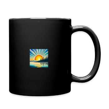 Sonnenuntergang mit Strahlen - Tasse einfarbig - Schwarz - Rechts
