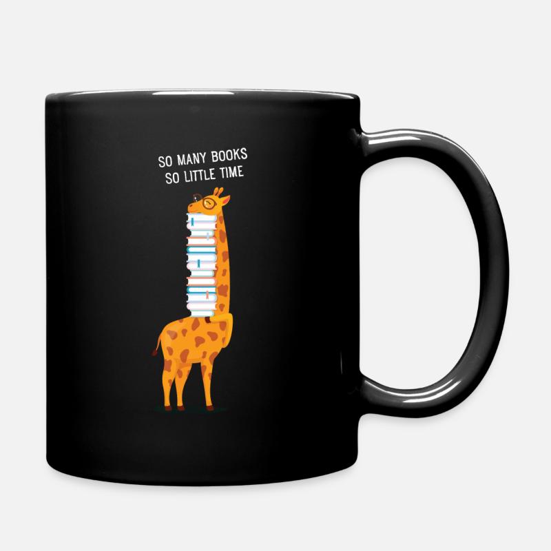 Giraffe, So Many Books So Little Time - Full Colour Mug - black