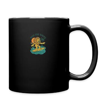 Surfer Lion at Sunset - Full Colour Mug - black - Right
