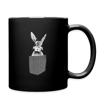 Rabbit in breast pocket - Full Colour Mug - black - Right