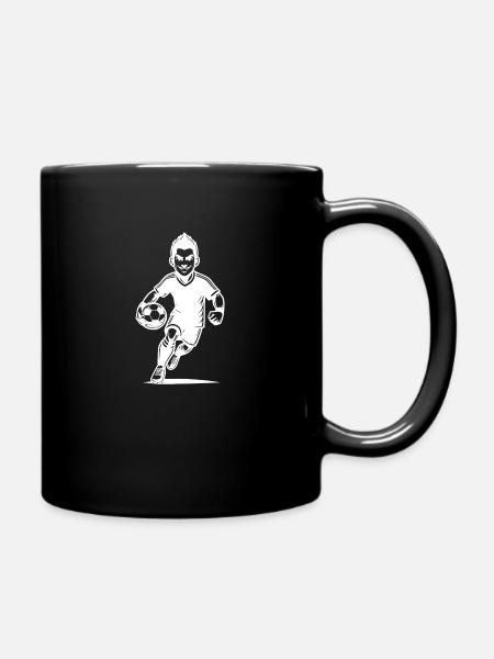 Dynamischer Fussballspieler mit Ball - Tasse einfarbig - Schwarz