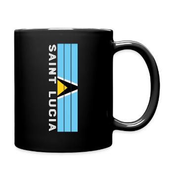 Sainte-Lucie couleur du pays en rayures - Mug uni - noir - Droite