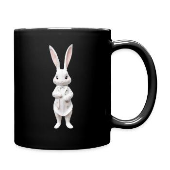 Niedlicher Hase weiss 5 - Tasse einfarbig - Schwarz - Rechts