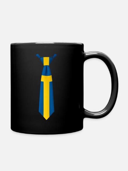 Schwedisches Flaggen-Krawattendesign mit gestreifter Krawatte - Tasse einfarbig - Schwarz
