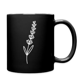 Lavender Lines: Minimalist Flowers - Full Colour Mug - black - Right