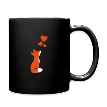 fox love - Tasse einfarbig - Schwarz - Rechts