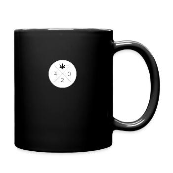 Cadeau Kiffer Blanc Cannabis 420 Cercle de Feuilles de Chanvre - Mug uni - noir - Droite