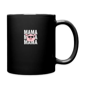 Mama Mutter Schwein - Tasse einfarbig - Schwarz - Rechts