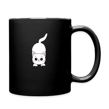 Cat White White Cats Kawaii Cat Cute - Full Colour Mug - black - Right