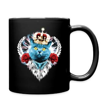 Blue Cat the King blue Butterfly - Cat cat - Full Colour Mug - black - Right