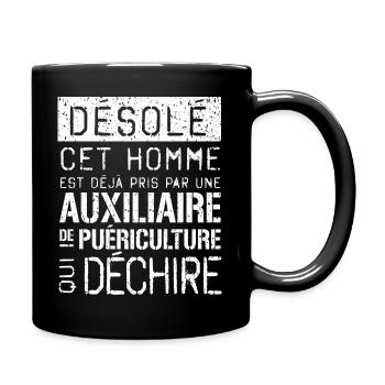 Auxiliaire puériculture Désolé ce mec pris - Mug uni - noir - Droite